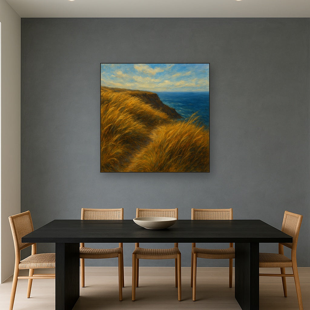 Wild Coastal Grasses on Windswept Bluff No. 3 Fine Art Oil Painting - View 4