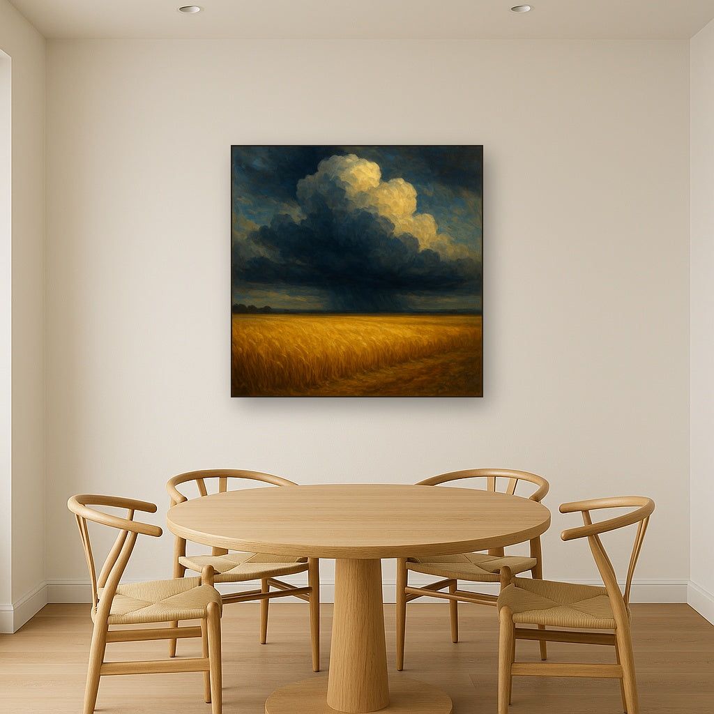 Harvest Wheatfield under Dramatic Thunderhead Sky No. 2 Fine Art Oil Painting - View 4