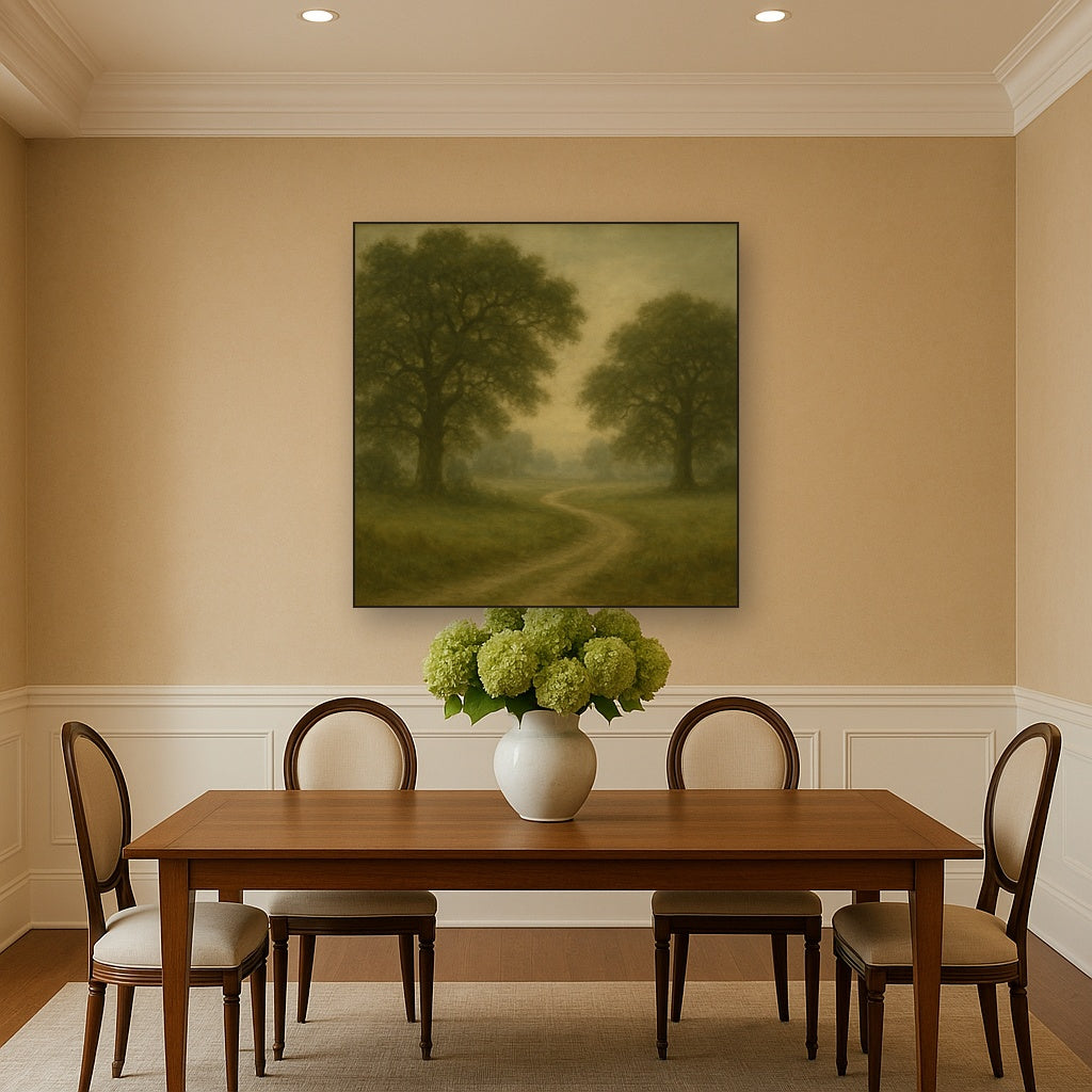 Misty English Countryside Lane No. 2 Oil Painting - View 4