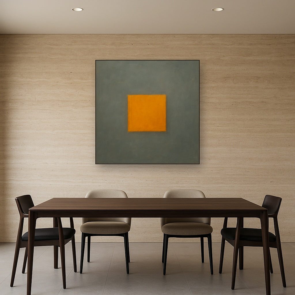 Cadmium Amber & Slate Grey Block No. 10 - Modern Fine Art Oil Painting - View 4