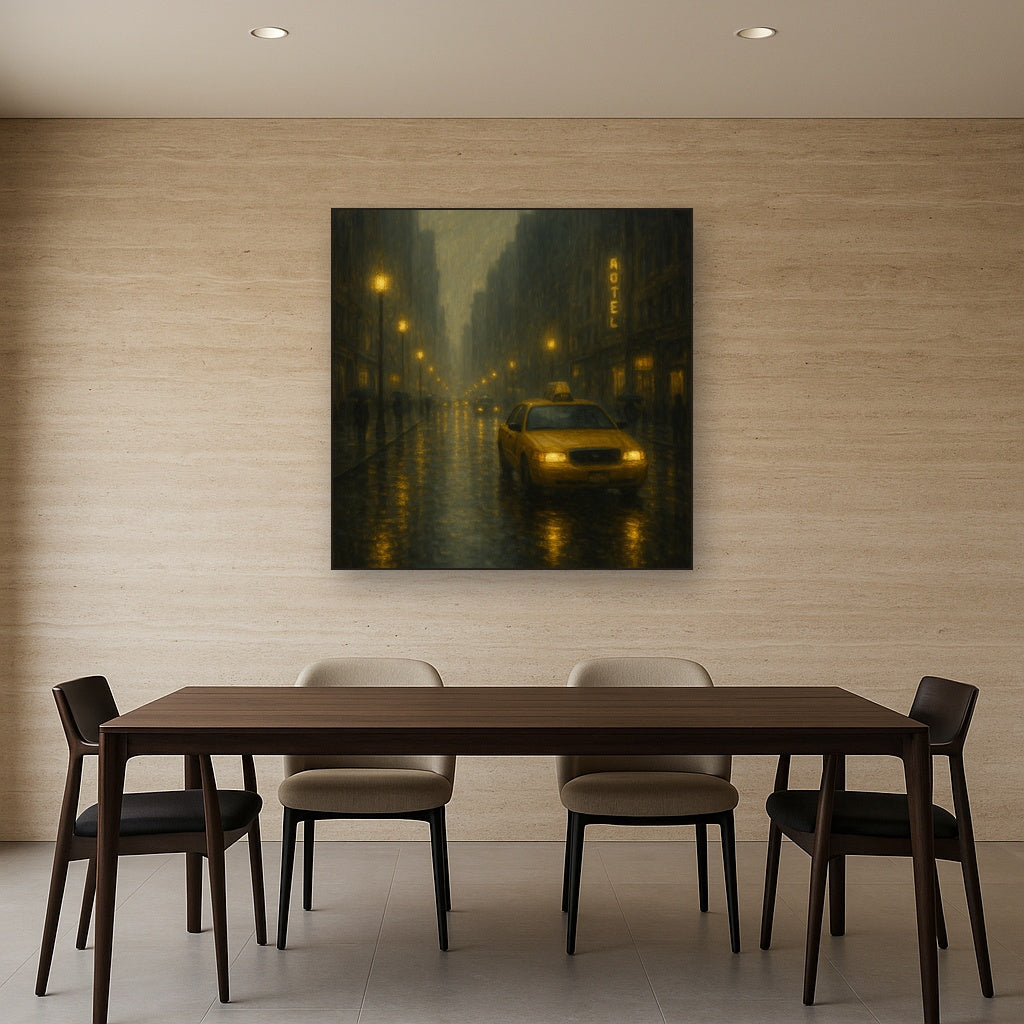 Rain-Drenched Manhattan Avenue Lights No. 6 Oil Painting - View 4