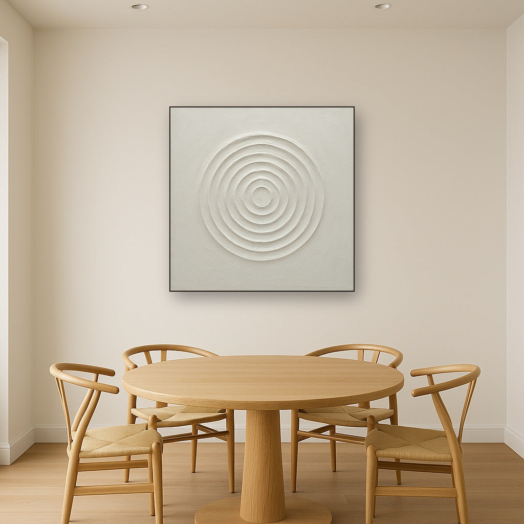 Concentric Zen Circles in Ivory No. 8 - Modern Fine Art Oil Painting - View 4