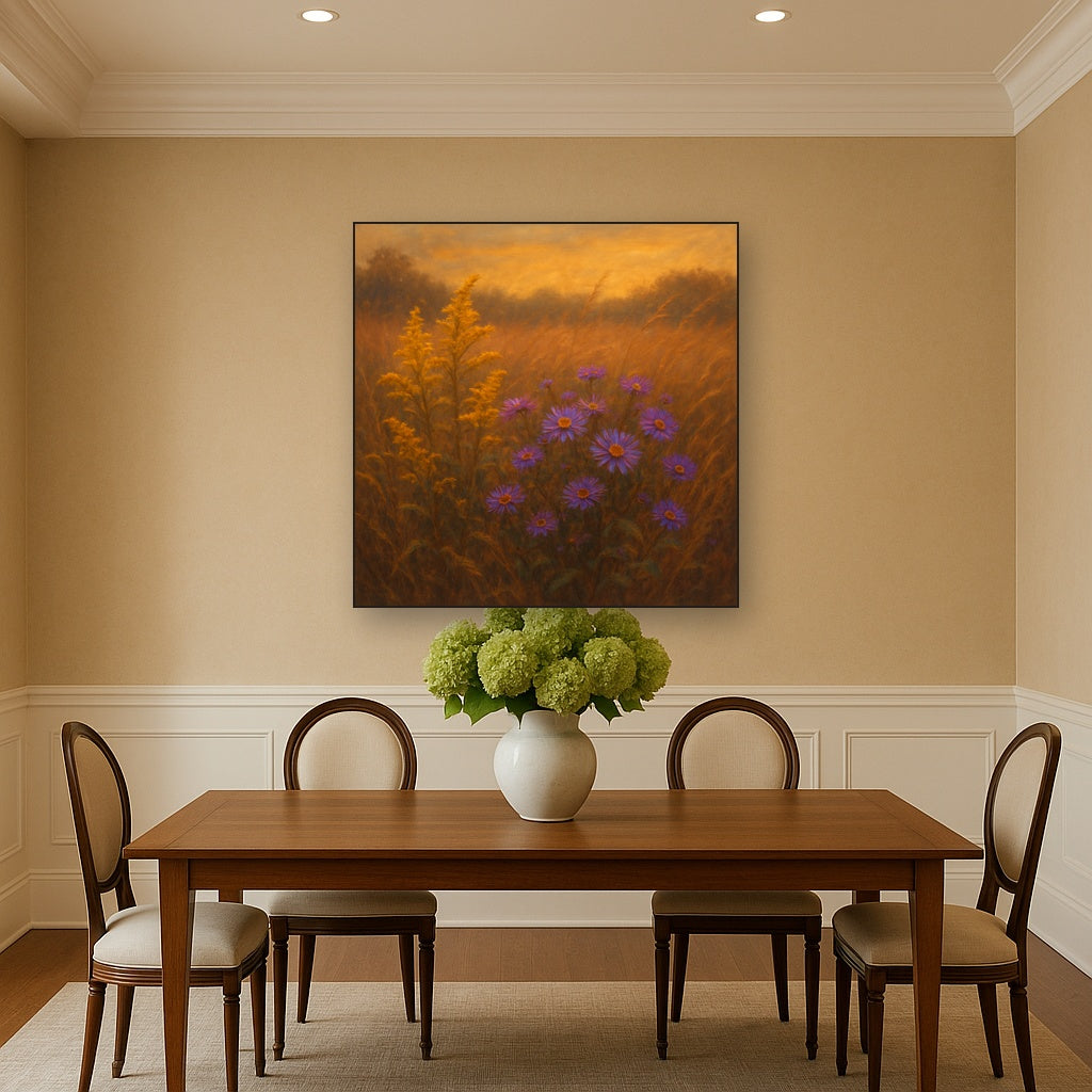 Goldenrod & Autumn Asters in Rustic Meadow No. 12 Fine Art Oil Painting - View 4
