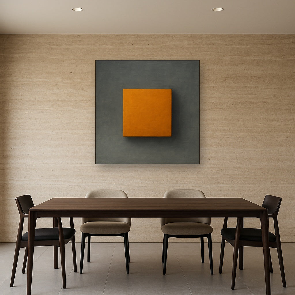 Cadmium Amber & Slate Grey Block No. 10 - Modern Fine Art Oil Painting - View 4