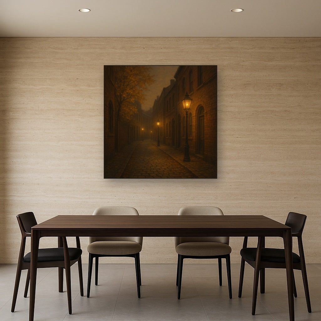London Gaslamp Alley in Autumn Dusk No. 18 Oil Painting - View 4