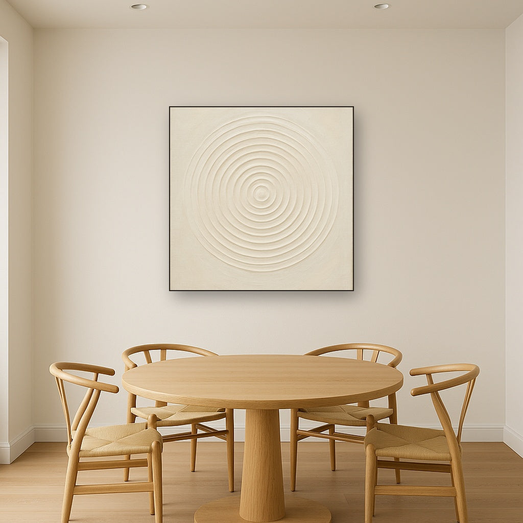 Concentric Zen Circles in Ivory No. 8 - Modern Fine Art Oil Painting - View 4