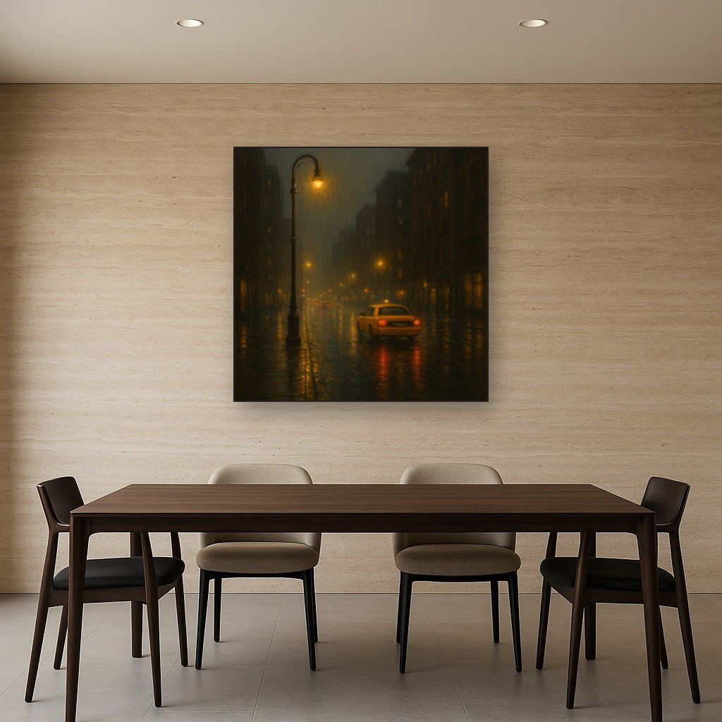 Rain-Drenched Manhattan Avenue Lights No. 12 Oil Painting - View 4