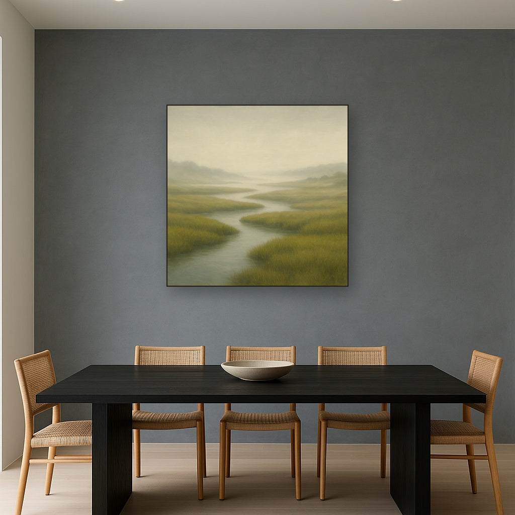 Morning Fog over Cape Cod Tidal Marsh No. 4 Oil Painting - View 4