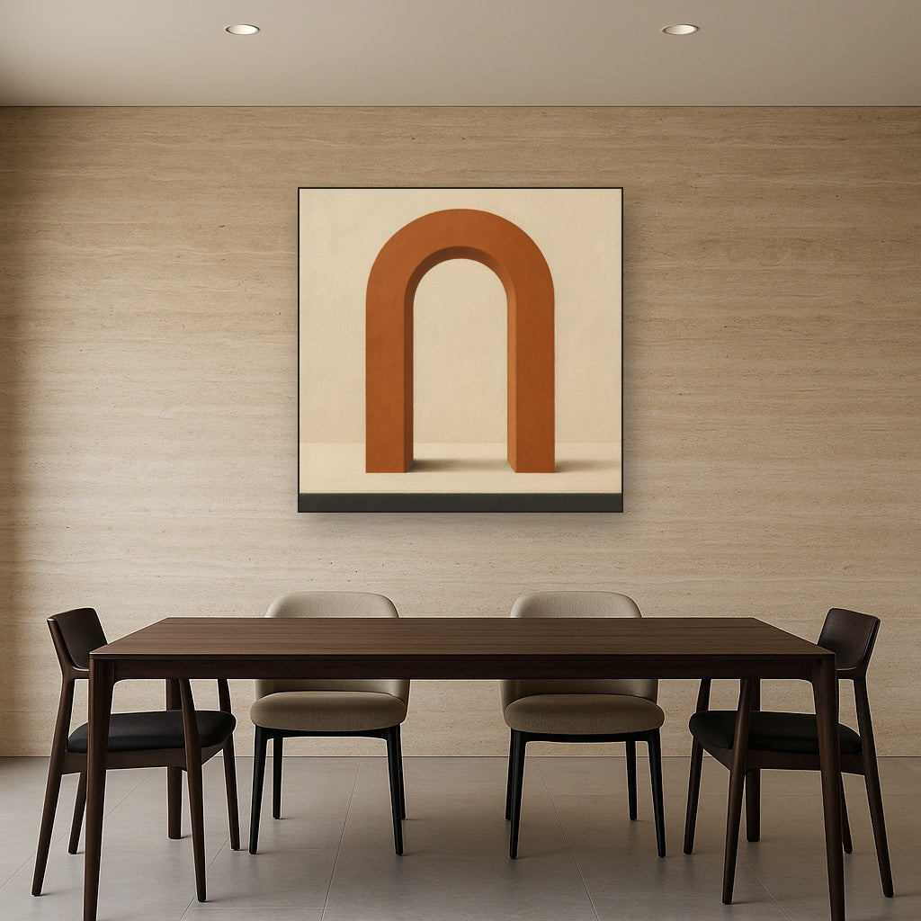 Terracotta Clay & Cream Arch No. 4 - Modern Fine Art Oil Painting - View 4