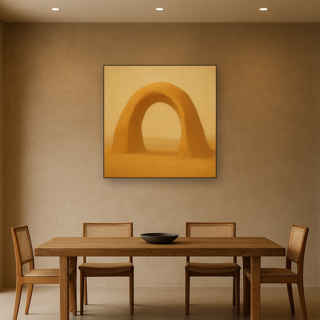 Warm Beige Travertine Arch No. 1 - Modern Fine Art Oil Painting - View 4