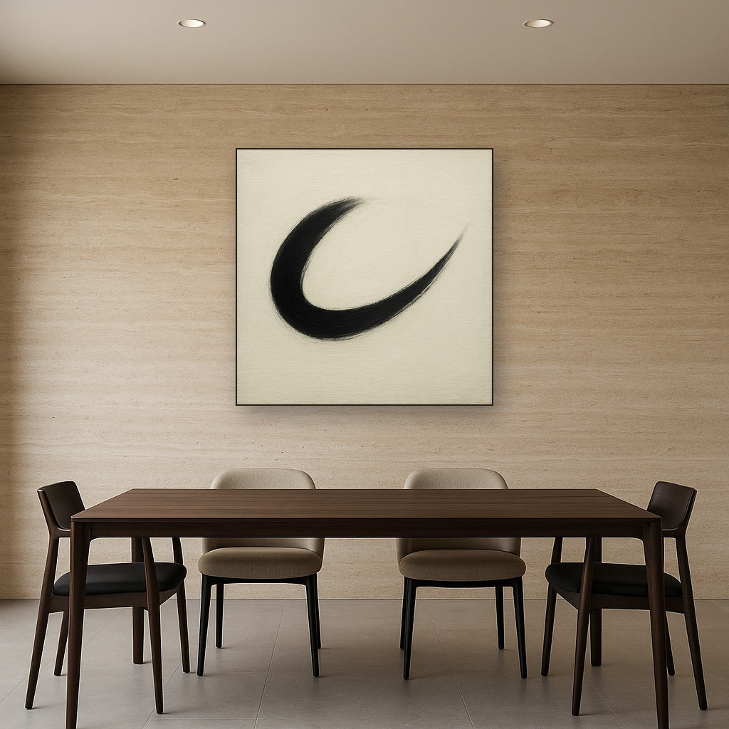 Monochrome Brushstroke Void No. 5 - Modern Fine Art Oil Painting - View 4