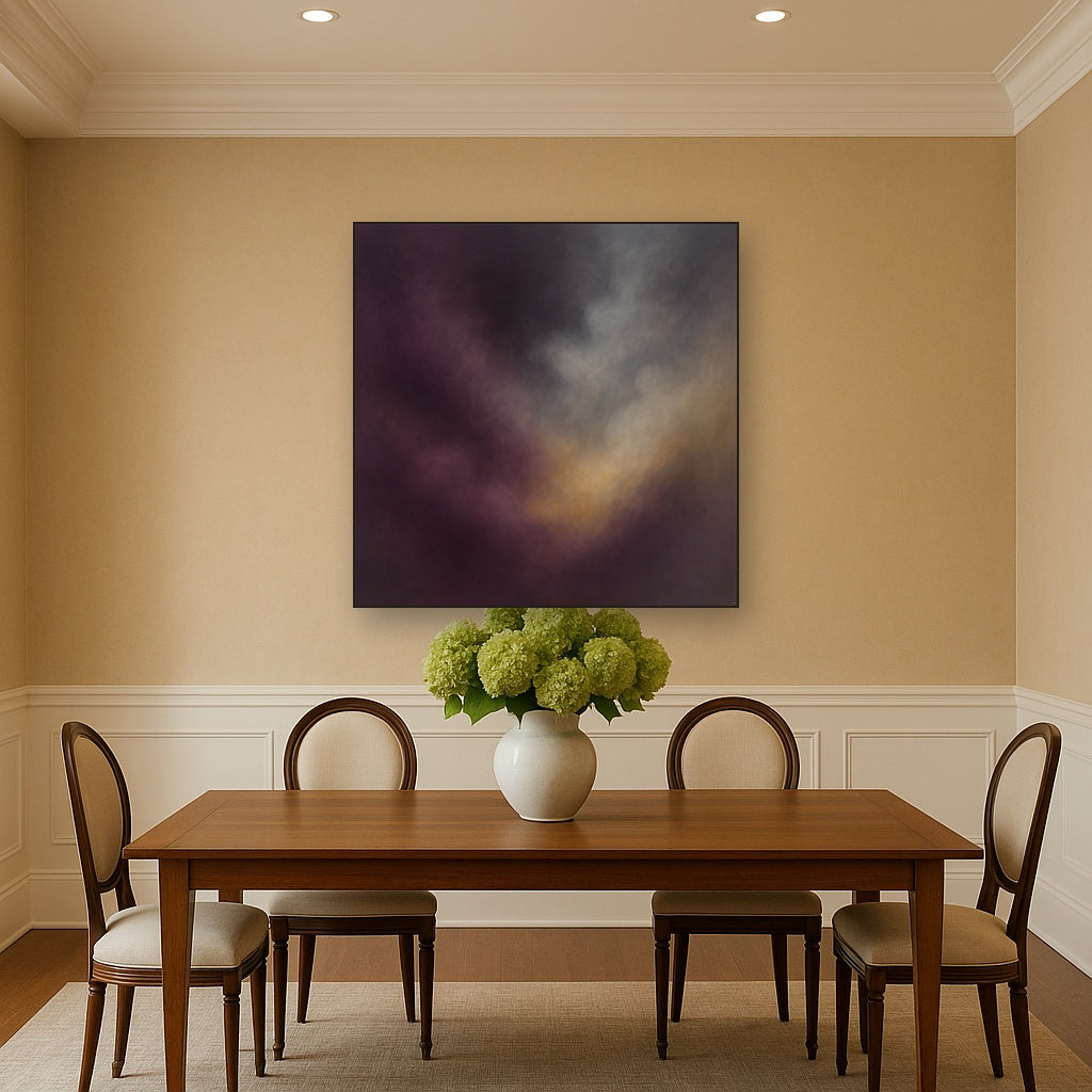 Gilded Plum & Soft Smoke Cloud Harmony No. 6 Oil Painting - View 4