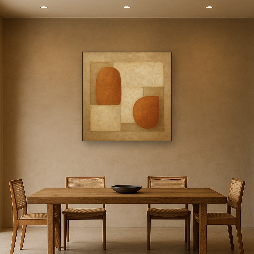 Earthy Terracotta & Weathered Plaster Wash No. 10 Oil Painting - View 4