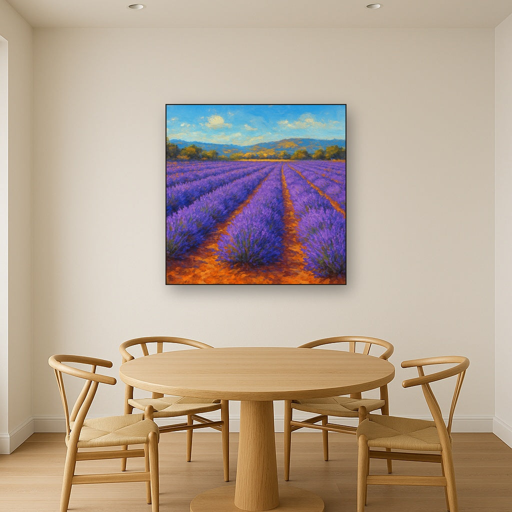 Sun-Drenched Lavender Field in Provence Vista No. 2 Fine Art Oil Painting - View 4