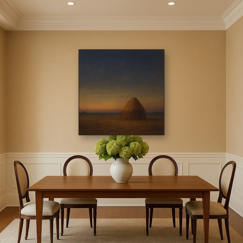 Dusk Horizon over Weathered Haystack No. 4 Oil Painting - View 4