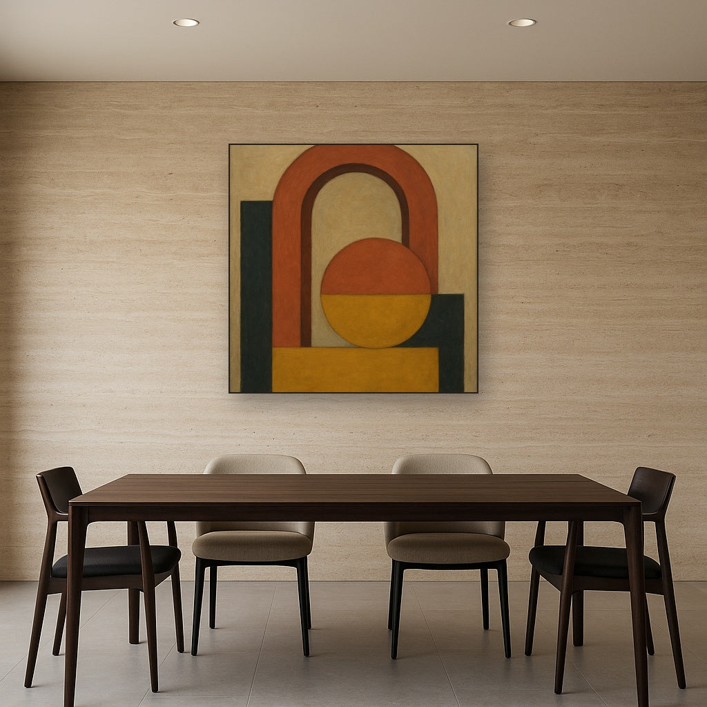 Bauhaus Archway & Terracotta Semicircle Suite No. 11 Fine Art Oil Painting - View 4