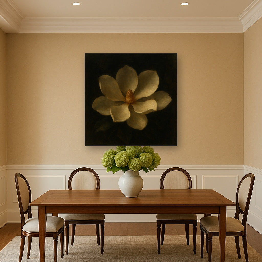 Magnolia Blossom in Quiet Chiaroscuro No. 7 Fine Art Oil Painting - View 4