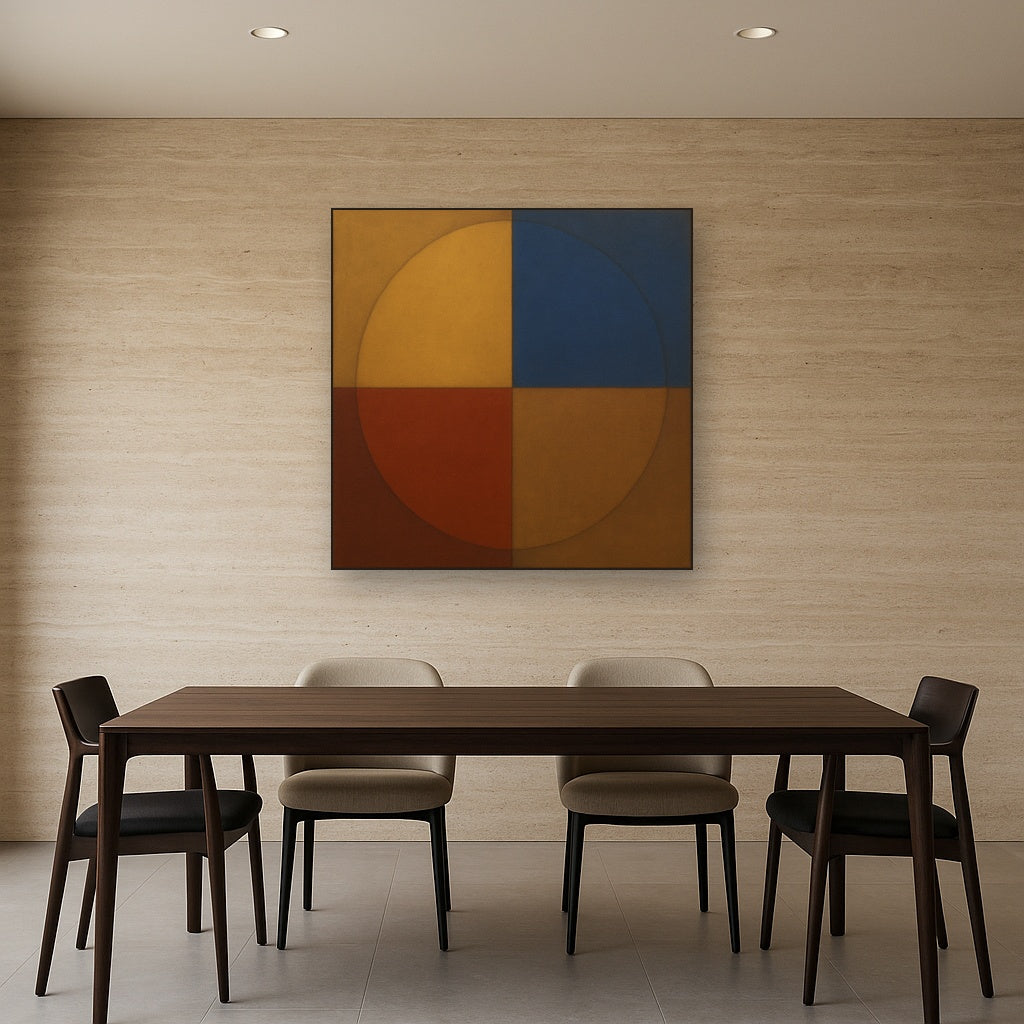 Bauhaus Quadrant Harmony in Primary Earth Tones No. 8 Oil Painting - View 4