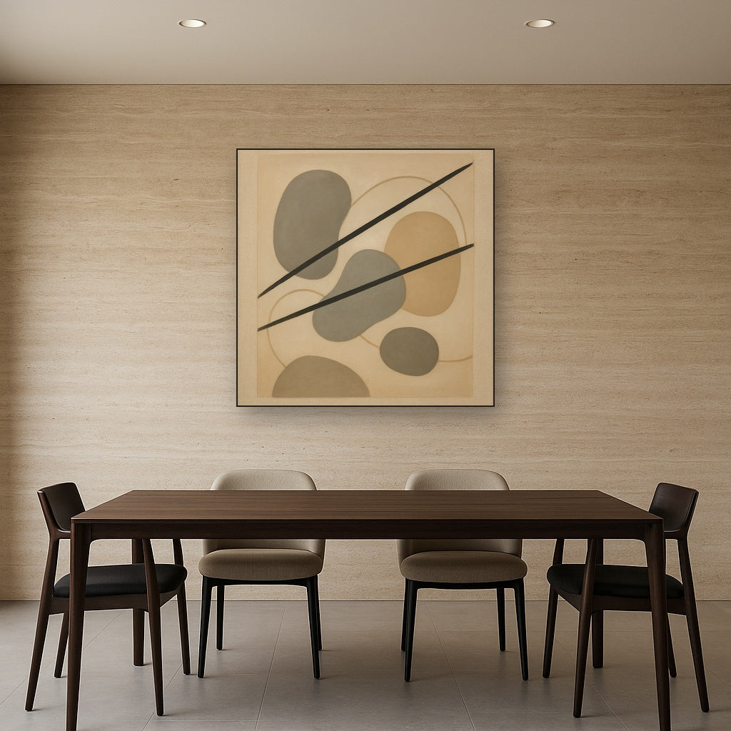 Organic Pebble Contours & Slanted Lines No. 24 Oil Painting - View 4