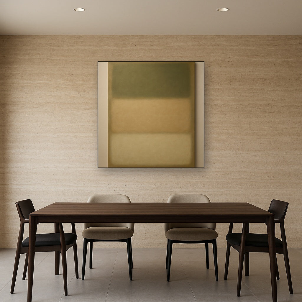 Sage Olive & Pale Sandstone Minimalist Harmony No. 22 Oil Painting - View 4