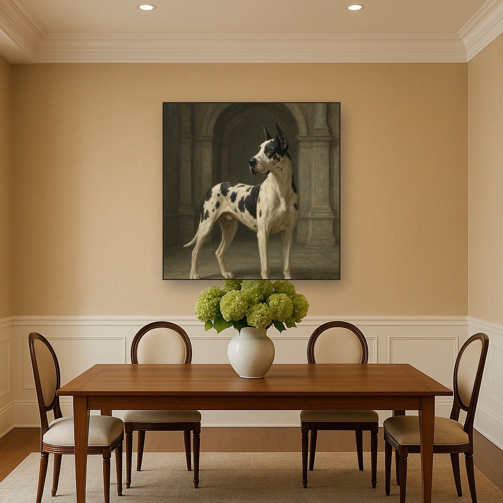 Regal Great Dane in Grand Architectural Hall No. 7 Fine Art Oil Painting - View 4