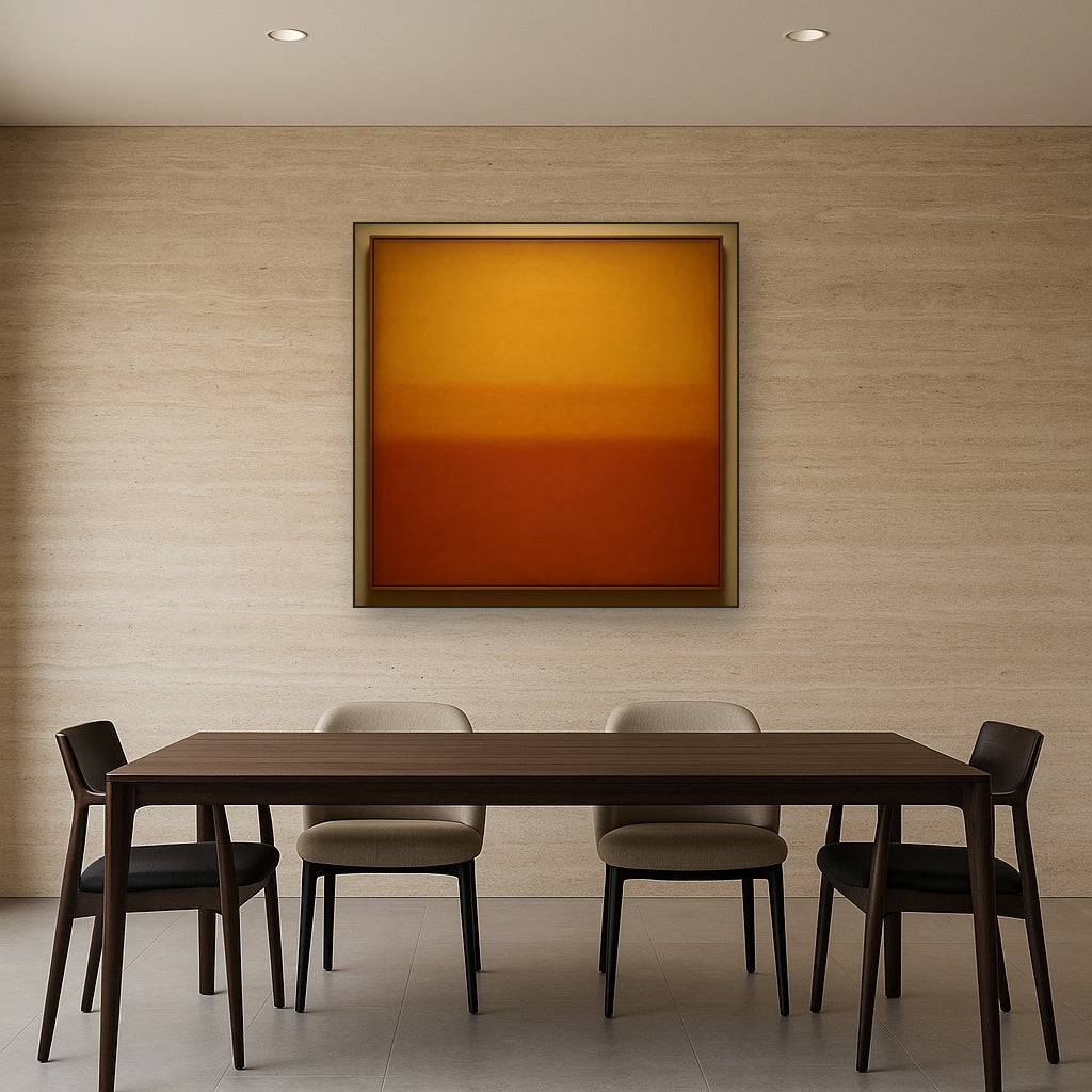 Luminous Ochre & Terracotta Horizon Color Field No. 20 Oil Painting - View 4