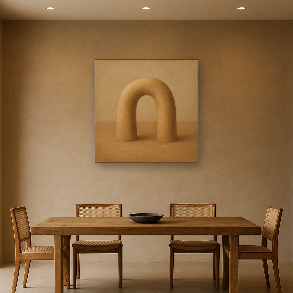 Warm Beige Travertine Arch No. 1 - Modern Fine Art Oil Painting - View 4