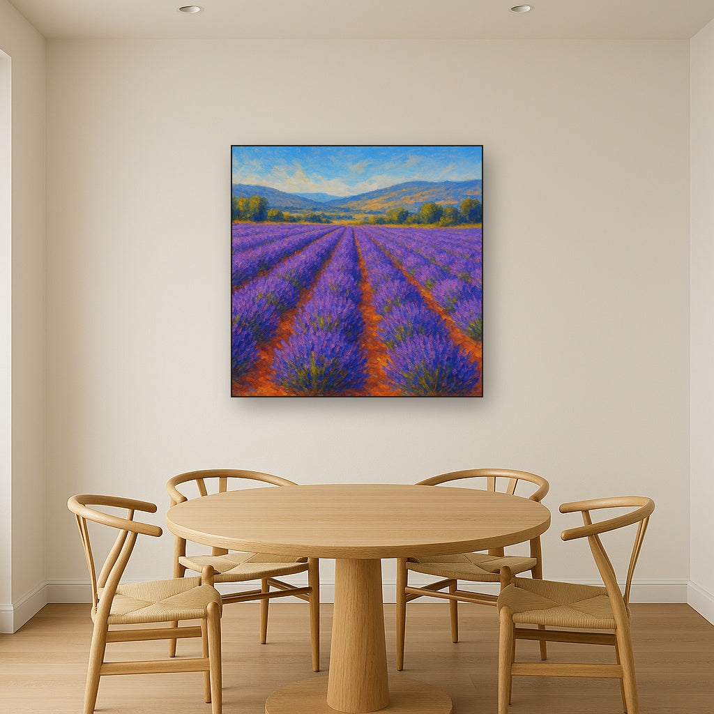 Sun-Drenched Lavender Field in Provence Vista No. 10 Fine Art Oil Painting - View 4