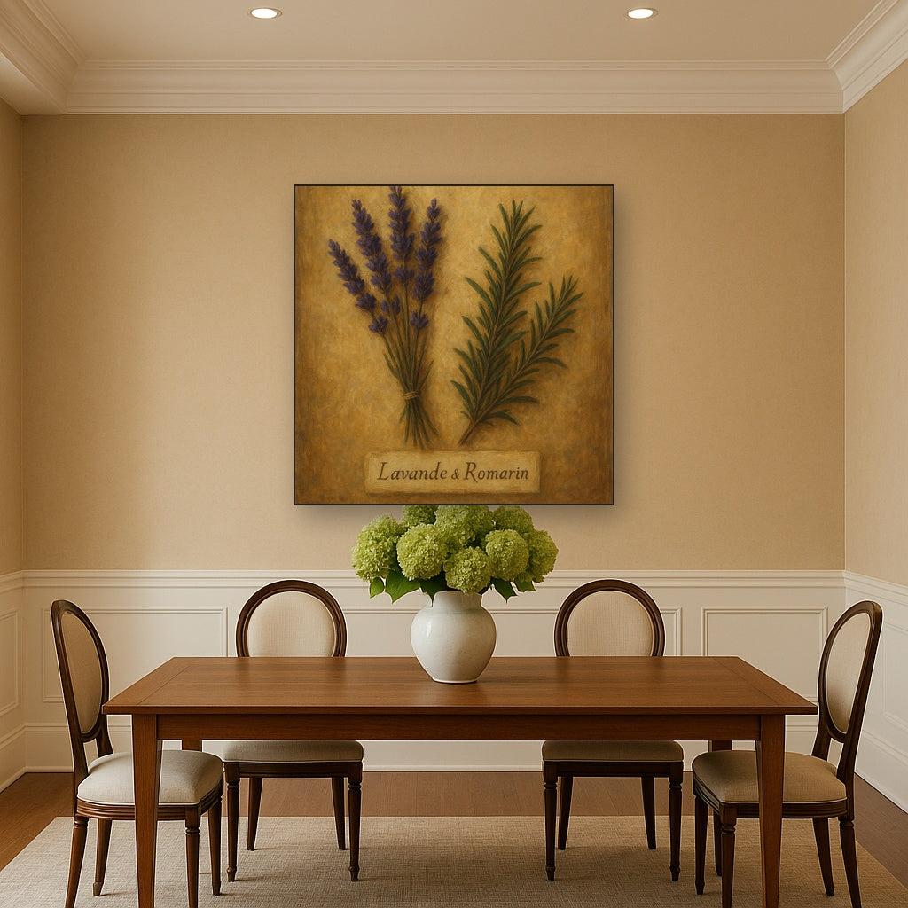 Vintage French Herbarium Lavender & Rosemary No. 4 Fine Art Oil Painting - View 4
