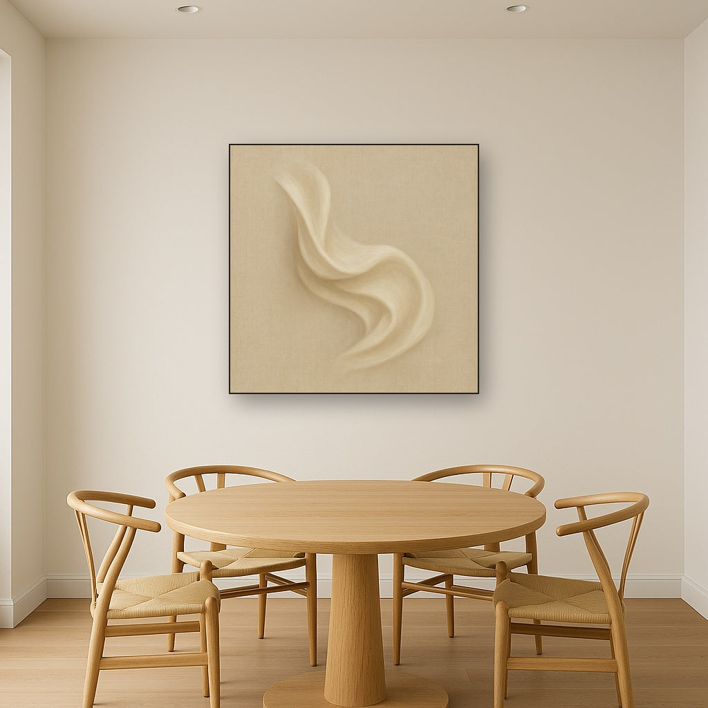 Alabaster Linen Texture Fold No. 4 - Modern Fine Art Oil Painting - View 4