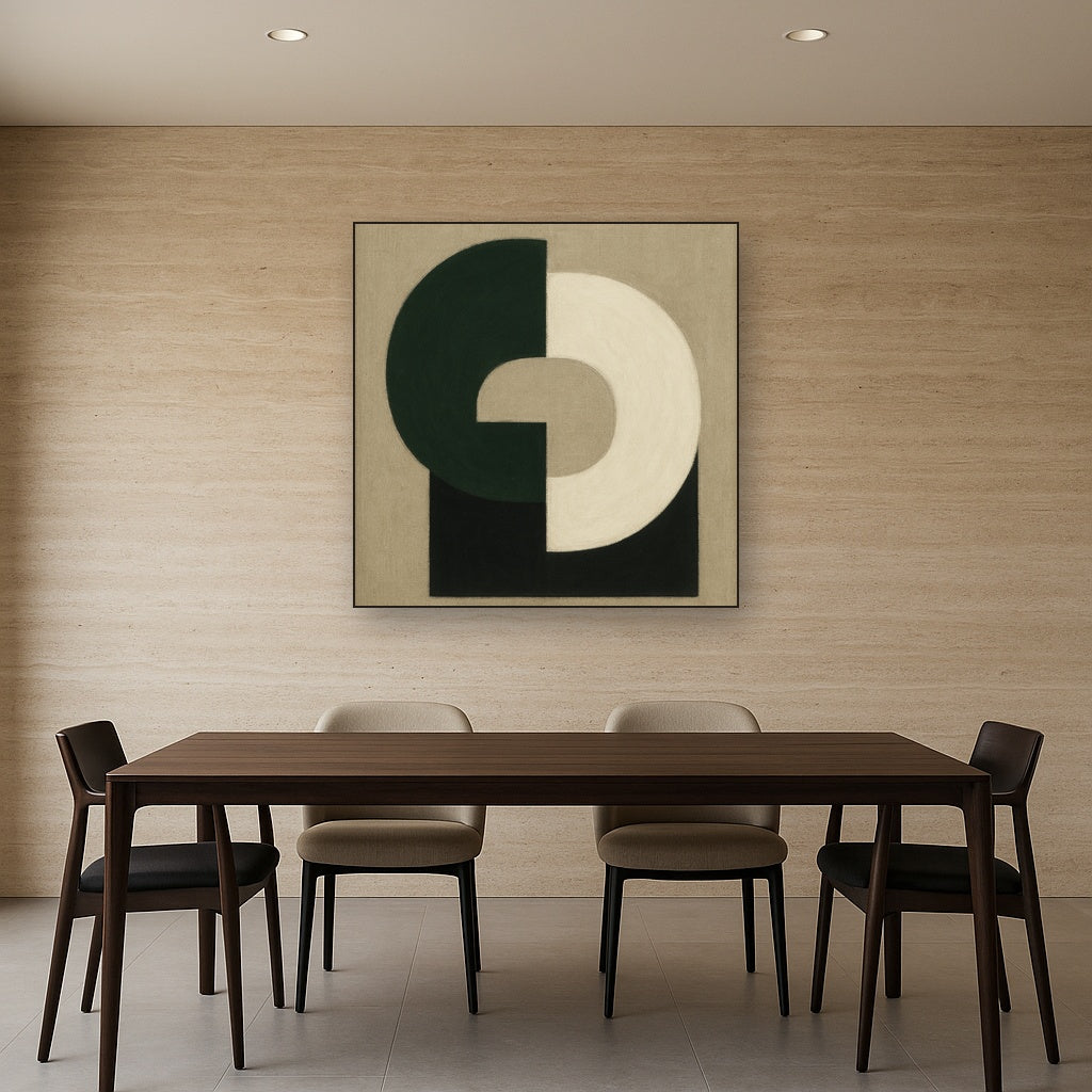 Forest Emerald & Chalk Interlock No. 6 - Modern Fine Art Oil Painting - View 4