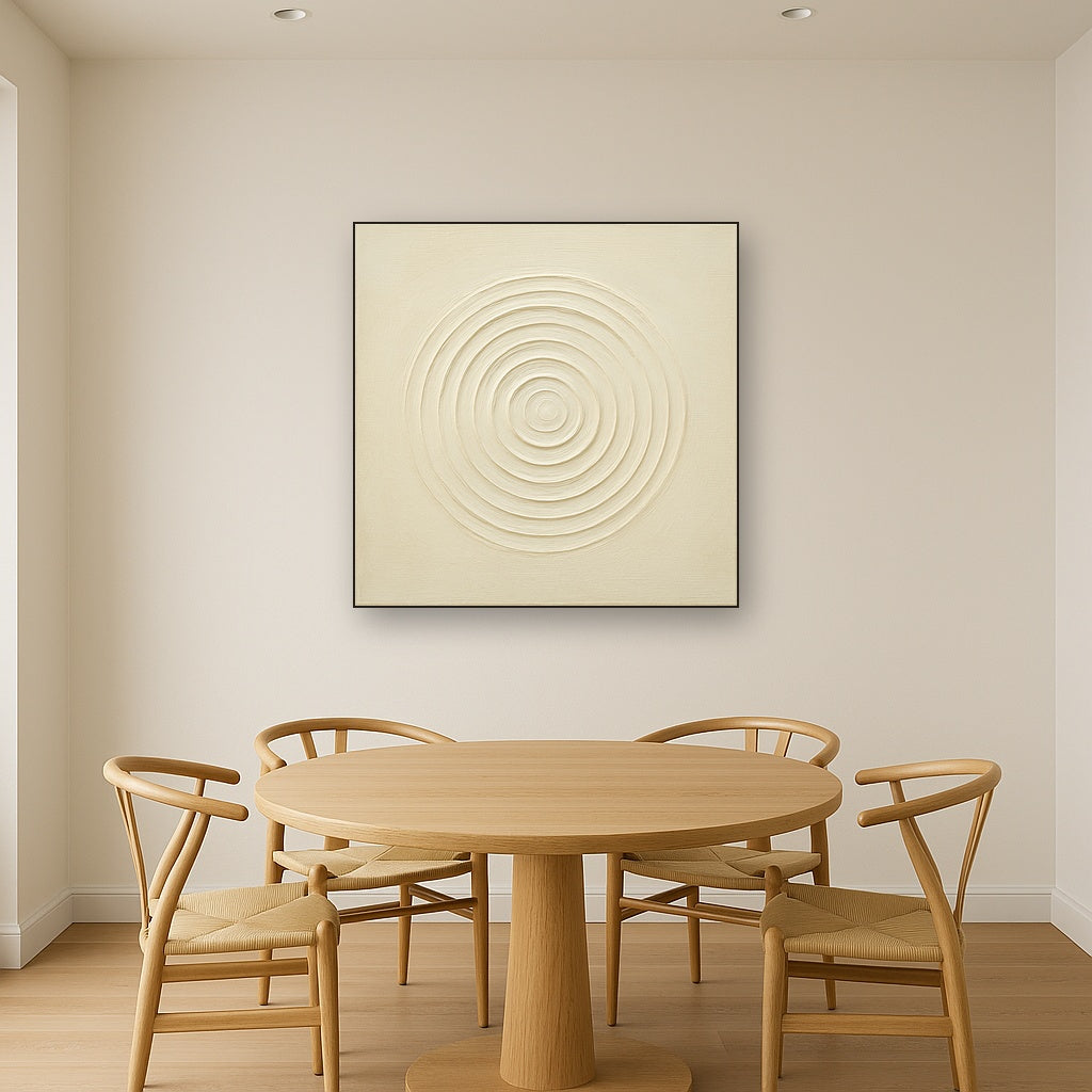 Concentric Zen Circles in Ivory No. 8 - Modern Fine Art Oil Painting - View 4