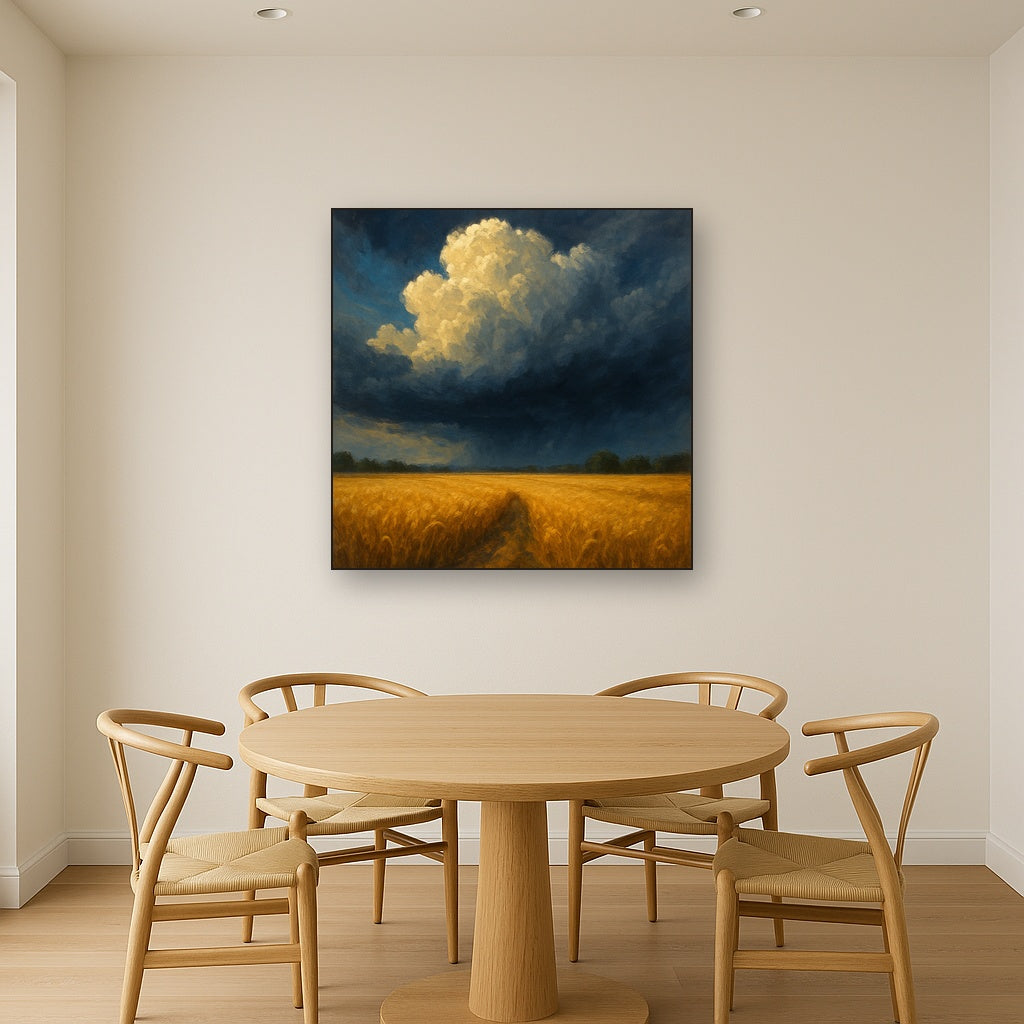 Harvest Wheatfield under Dramatic Thunderhead Sky No. 3 Fine Art Oil Painting - View 4