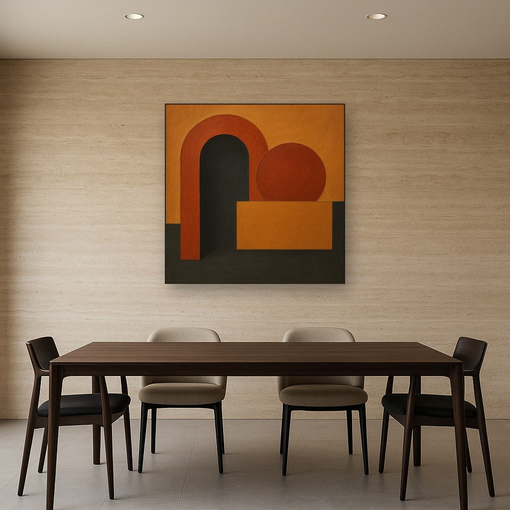 Bauhaus Archway & Terracotta Semicircle Suite No. 5 Fine Art Oil Painting - View 4