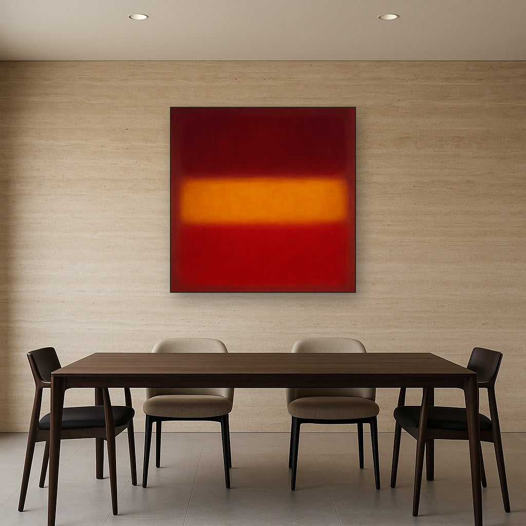 Crimson Burgundy & Saffron Gold Color Vibrations No. 2 Oil Painting - View 4