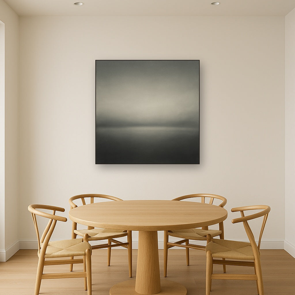 Monochrome Charcoal Drift & Soft Sfumato Horizon No. 20 Oil Painting - View 4