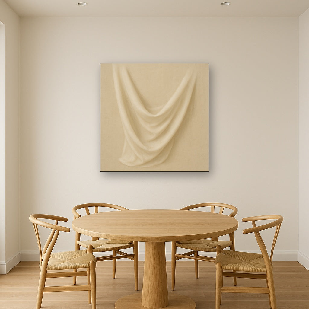 Alabaster Linen Texture Fold No. 4 - Modern Fine Art Oil Painting - View 4