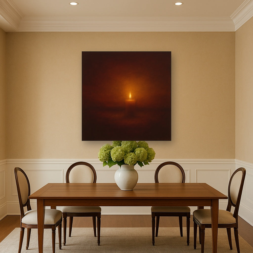 Deep Garnet & Amber Candlelight Horizon No. 3 Oil Painting - View 4