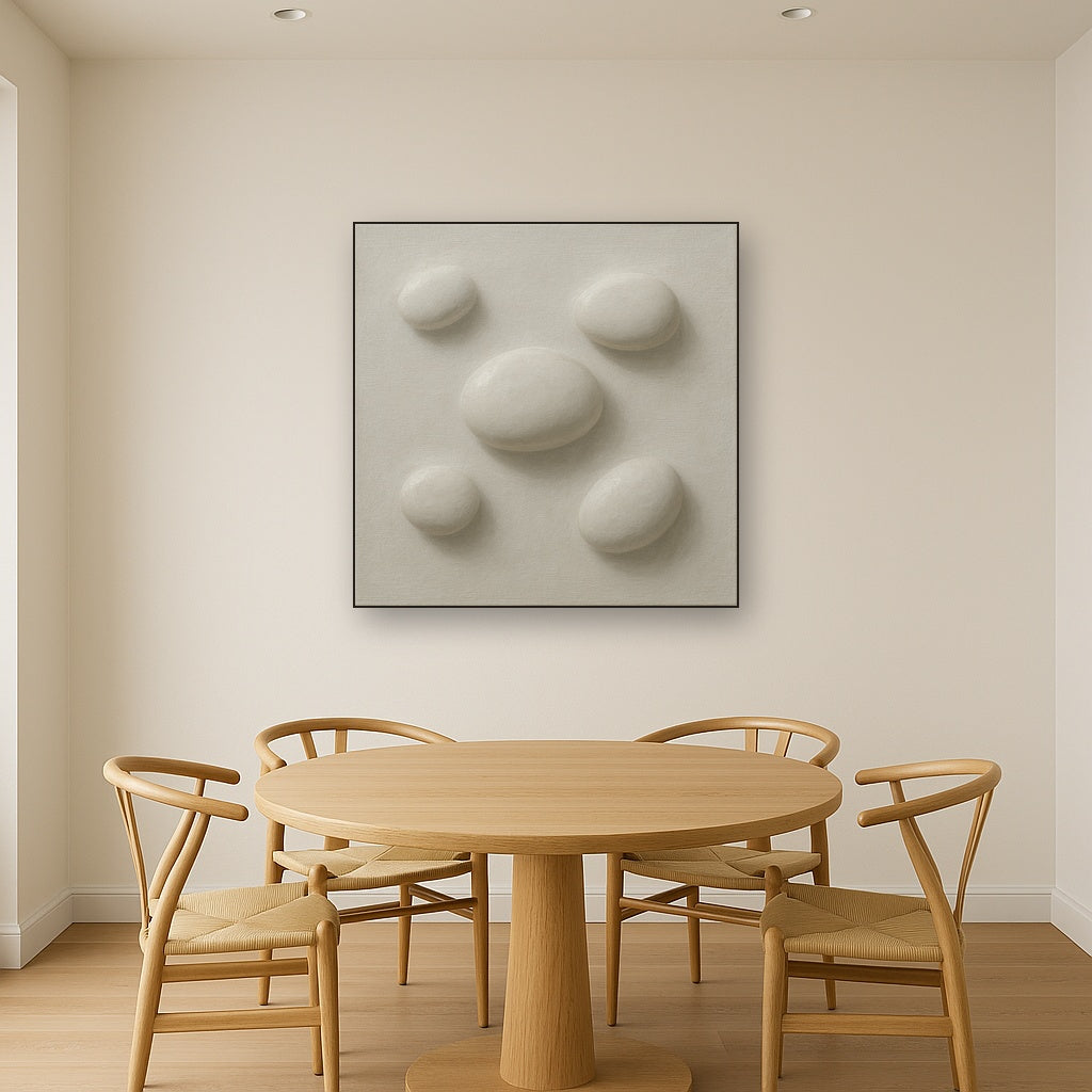 Organic Pebble Relief in White No. 6 - Modern Fine Art Oil Painting - View 4