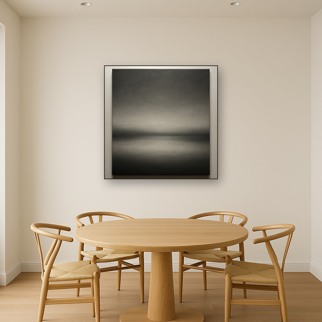 Monochrome Charcoal Drift & Soft Sfumato Horizon No. 19 Oil Painting - View 4