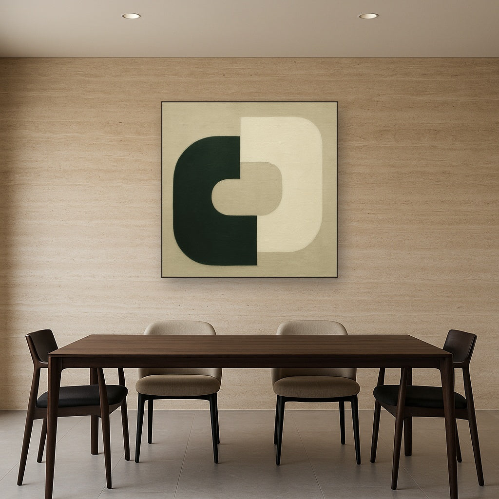 Forest Emerald & Chalk Interlock No. 6 - Modern Fine Art Oil Painting - View 4