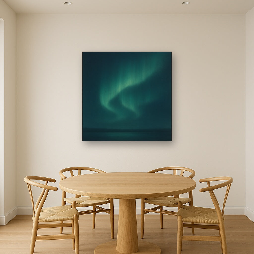 Aurora Borealis Veil in Deep Midnight Indigo No. 8 Oil Painting - View 4