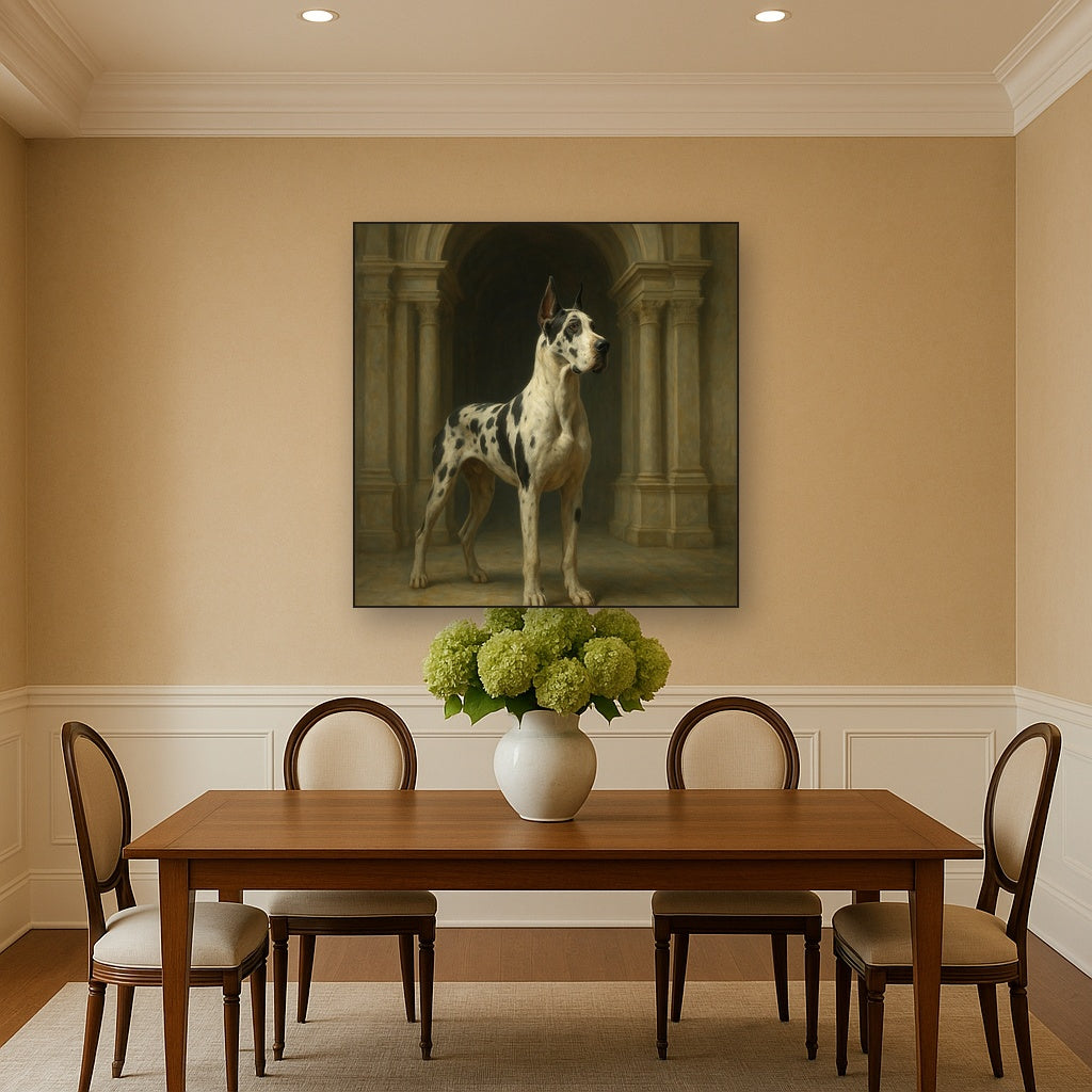 Regal Great Dane in Grand Architectural Hall No. 11 Fine Art Oil Painting - View 4