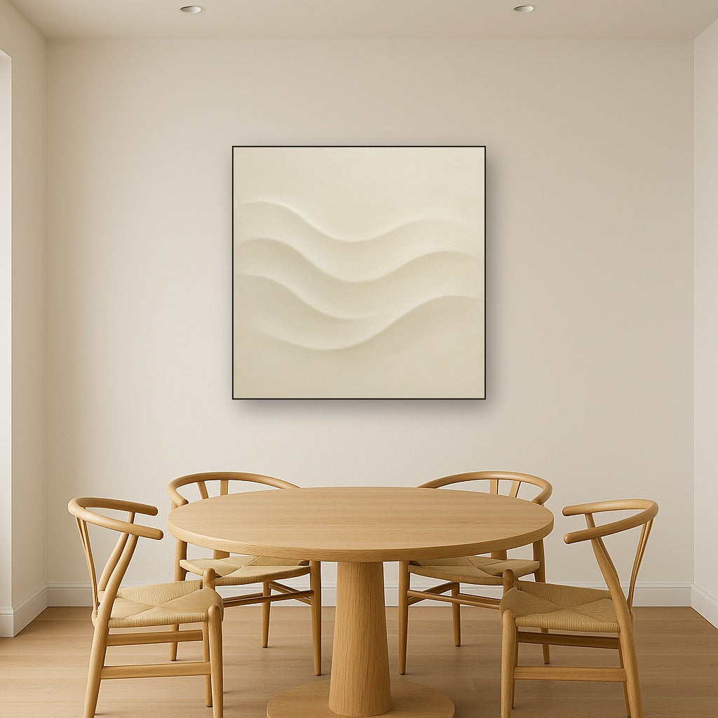 Monochrome Wave Relief No. 2 - Modern Fine Art Oil Painting - View 4