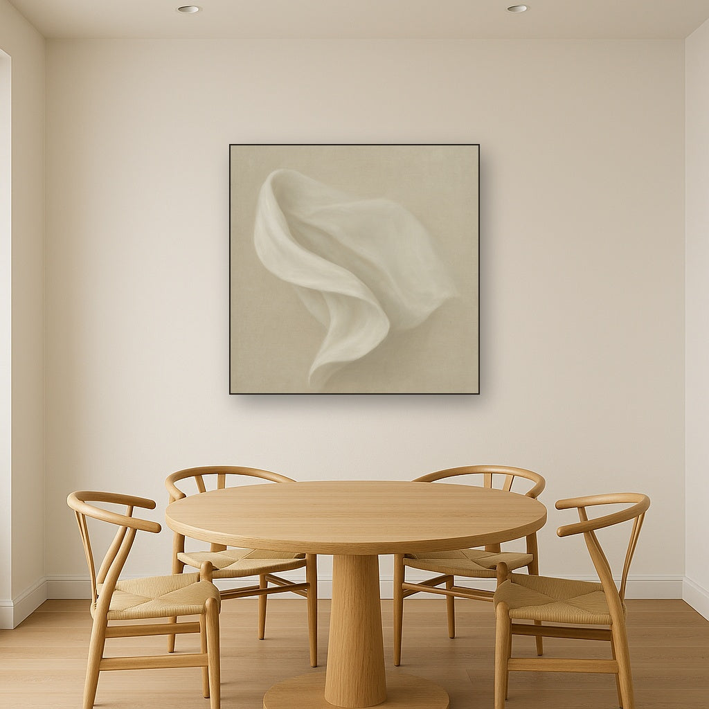 Alabaster Linen Texture Fold No. 4 - Modern Fine Art Oil Painting - View 4