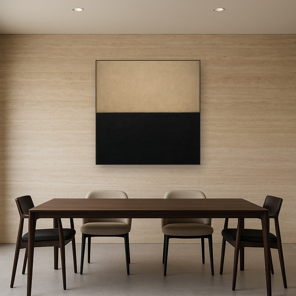 Onyx & Warm Biscuit Horizon No. 9 - Modern Fine Art Oil Painting - View 4