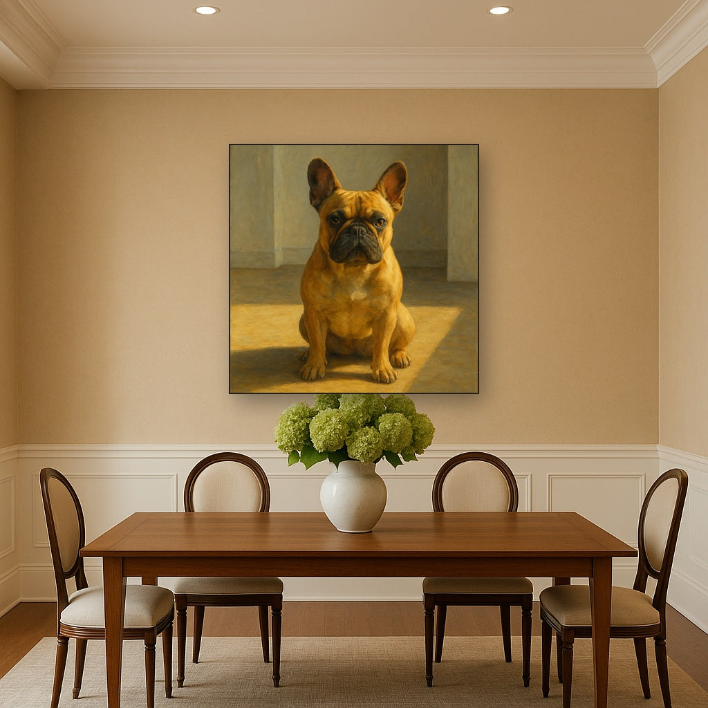 French Bulldog in Sunlit Minimalist Studio No. 4 Fine Art Oil Painting - View 4
