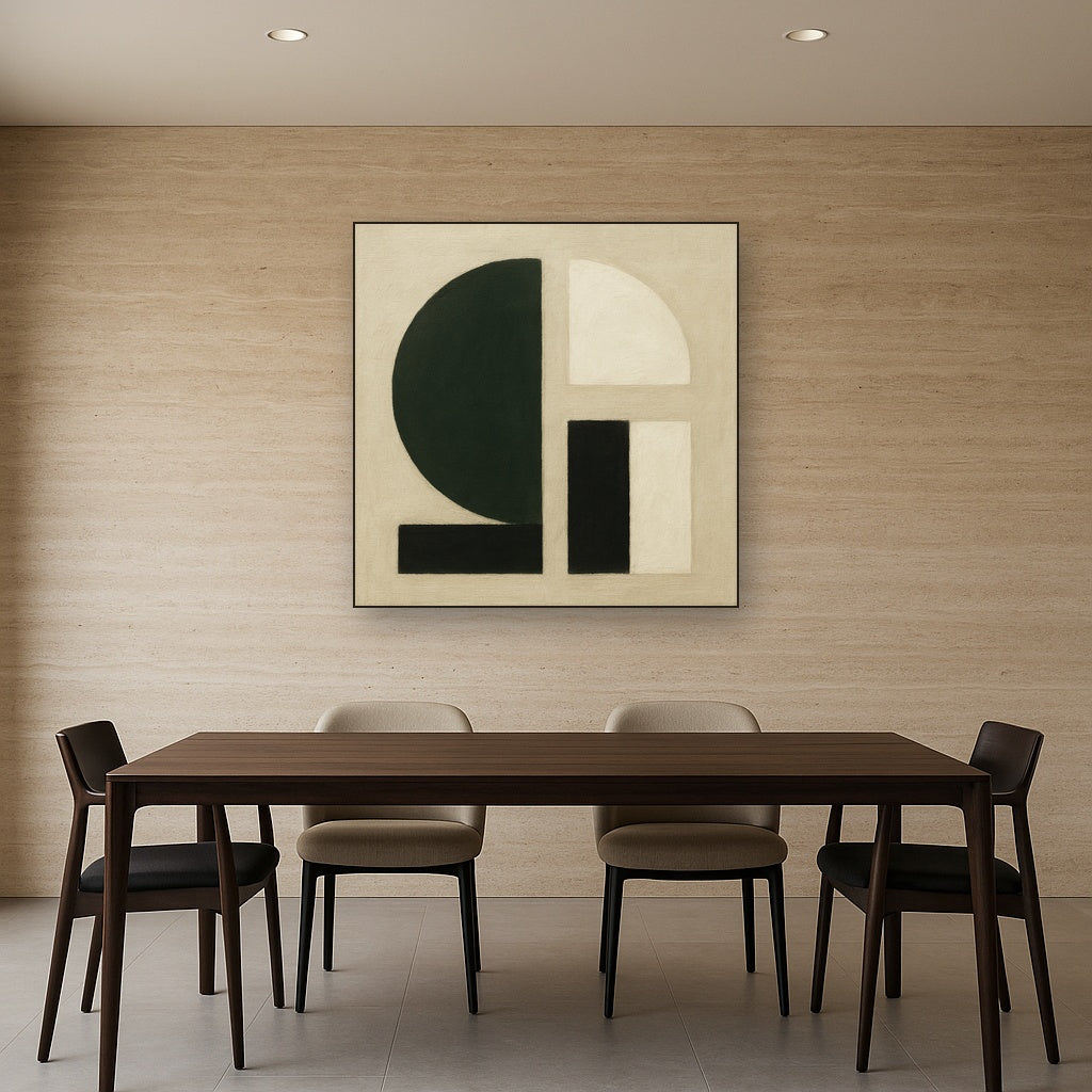 Forest Emerald & Chalk Interlock No. 6 - Modern Fine Art Oil Painting - View 4