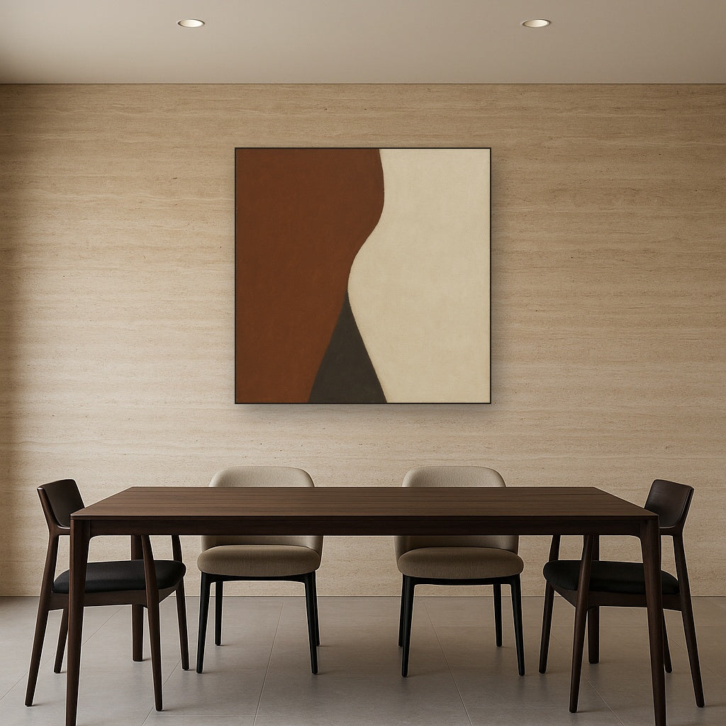 Burnt Umber & Greige Duet No. 7 - Modern Fine Art Oil Painting - View 4