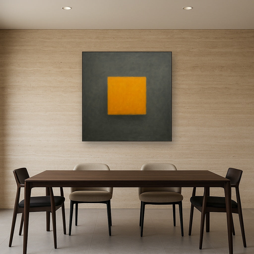 Cadmium Amber & Slate Grey Block No. 10 - Modern Fine Art Oil Painting - View 4